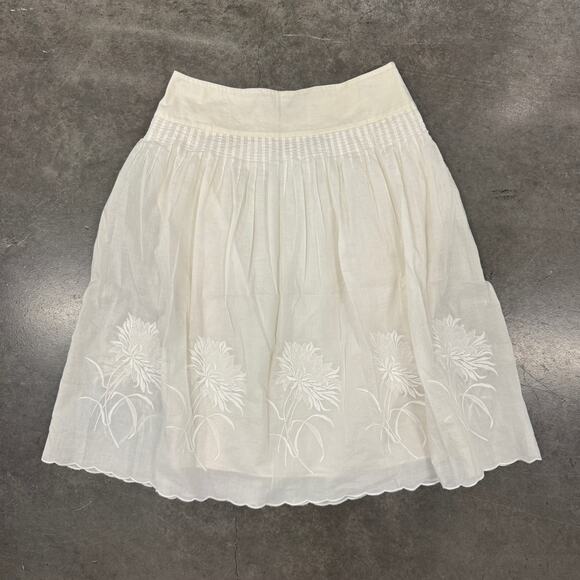 Vintage Y2K Ann Taylor White Floral Prairie Boho Flowy Short Skirt SZ 2 Small - Picture 1 of 6
